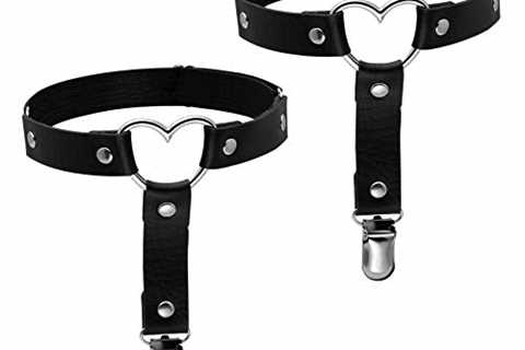 MILAKOO Punk Alloy Cool Gothic Heart-Shape Leg Garter Belt Anti-Slip Clips Elastic Punk Harness..