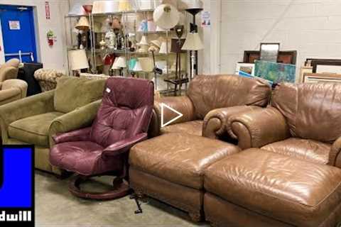 GOODWILL SHOP WITH ME FURNITURE COFFEE TABLES ARMCHAIRS SOFAS KITCHENWARE SHOPPING STORE WALKTHROUGH