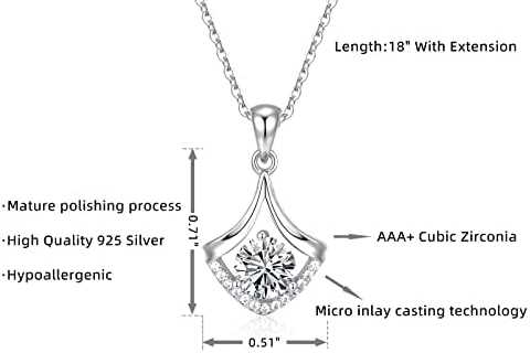 Raelyn&Bev.18” Sterling Silver Cubic Zirconia Pendant Necklace for Women with Polishing Cloth,..