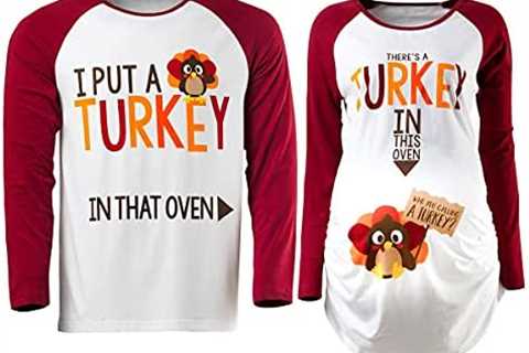 Detigee Matching Thanksgiving Shirt Turkey Costume Maternity Long Sleeves Top