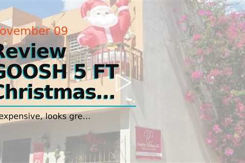 Review GOOSH 5 FT Christmas Inflatable Outdoor Sitting Santa Claus Happy Face, Blow Up Yard Dec...