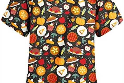 Scrub Shirts Fun Scrub Tops for Women Short Sleeve Printed Scrub Tops Women Scrub Tops Christmas..