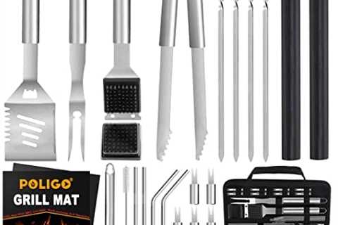 POLIGO 26PCS BBQ Accessories Stainless Steel Grill Set for Outdoor Grill Utensils Set Camping..