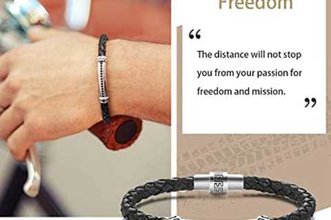 Carleen Freedom 925 Sterling Silver Genuine Mens Leather Bracelet Black Spinel Braided Rope Energy..