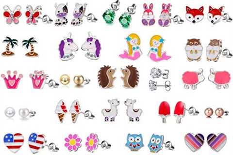 24/30/33 Pairs Hypoallergenic Earrings for Girls Sensitive Ears Studs Set – Cute Earrings for Teen..