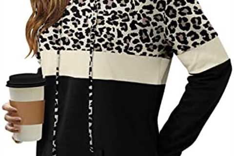 Angerella Hoodies for Women Camo Leopard Print Tops Pullover Hooded Sweatshirt Drawstring with..