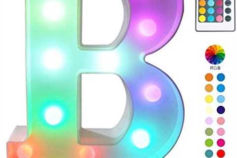 Pooqla Colorful LED Marquee Letter Lights with Remote – Light Up Marquee Signs – Party Bar Letters..