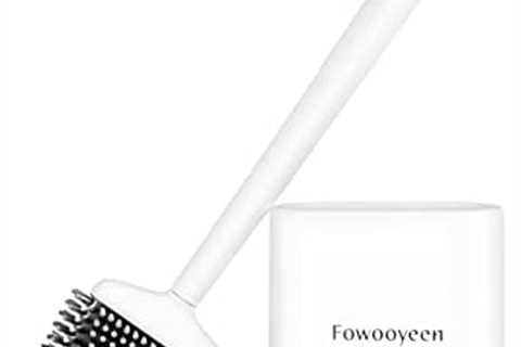 Fowooyeen Toilet Brush and Holder Set for Bathroom, Silicone Toilet Bowl Brush, Flexible Toilet..