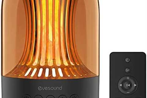 Eyesound Night Light Bluetooth Speaker – LED Dimmable 3 Modes Flame Night Lamp with Remote,..