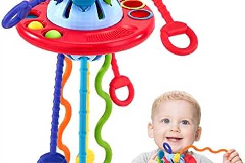 Baby Toys 12-18 Months – Baby Sensory Toys Montessori Toys for 1 Year Old Silicone Pull String Toys ..