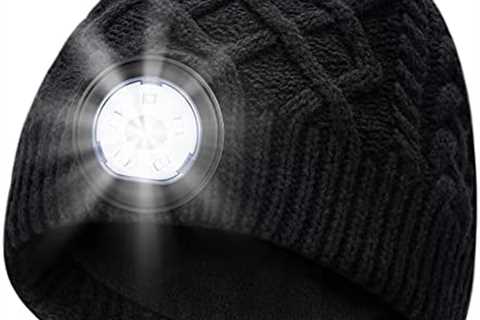 WINCHY Unisex LED Beanie Hat with Light Christmas Stocking Stuffers for Men Women Black