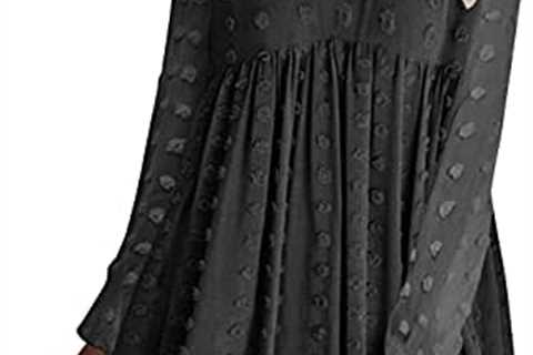 KIRUNDO Fall 2022 Women’s Dresses Long Sleeve Short Mini Dress V Neck Flowy Casual Swiss Dot Loose..