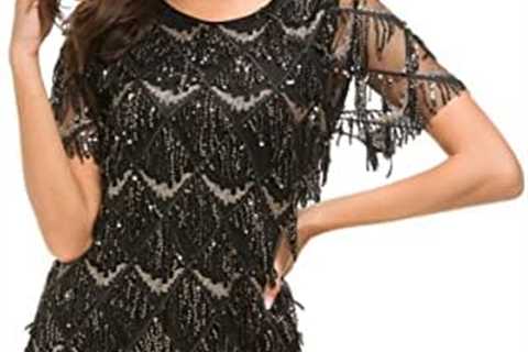 VVMCURVE Women’s Sequin Fringe 1920 Short Prom Dress Sequins Art Deco Cocktail Gatsby Party Dress..