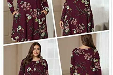 LONGYUAN 2022 Women’s Winter XL-6XL Plus Size Dresses Casual Long Sleeve Dress with Pockets