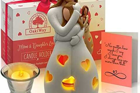 OakiWay Gifts for Mom from Daughter – Candle Holder Statue W/ Flickering Led Candle – Birthday,..