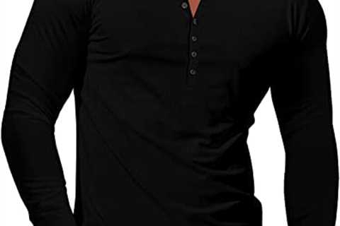 LOGEEYAR Mens Knit Stretch Henley Shirt Workout Slim Fit Short Sleeve Tees Athletic Muscle Casual..