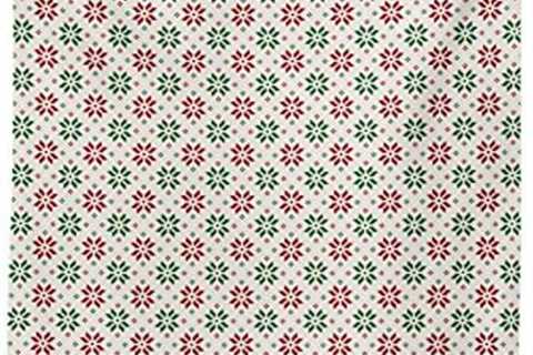 Ambesonne Christmas Tablecloth, Traditional Norwegian Selbu Rose Motifs in Diagonal Order Nordic..