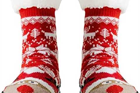 Caudblor Christmas Slipper Socks For Women With Suede Non Slip Sole, Fuzzy Winter Warm Soft Slipper ..