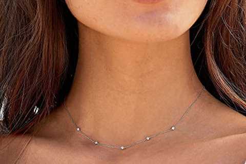 VRIUA Diamond Necklaces for Women, Dainty Gold Necklace 18K Gold Filled Layered CZ Diamond Necklace ..