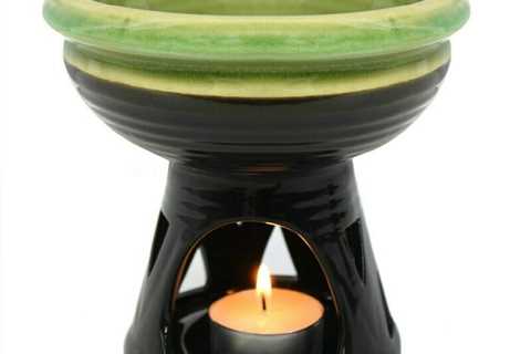 Oil/Wax Burner Ceramic Deep Bowl Green With FREE gift worth £2.99