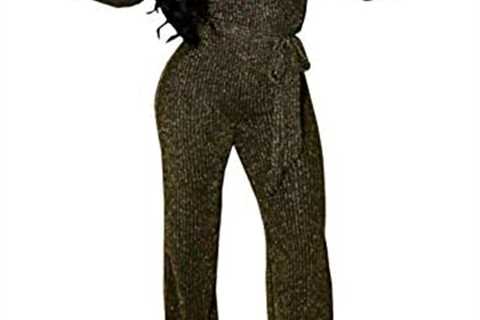 LightlyKiss Women Casual Sexy V Neck Sparkly Jumpsuits Long Sleeve Onesie Loose Pants Party..