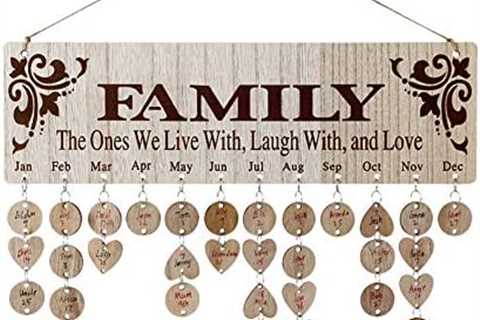 Joy-Leo Gifts for Mom Grandma to Remember Everyone’s Birthday, Wooden Family Birthday Reminder..