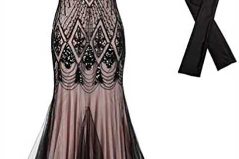 Women Evening Dress 1920s Flapper Cocktail Mermaid Plus Size Formal Gown with Long Gloves