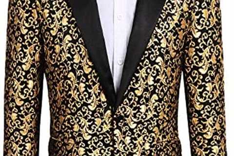 Coofandy Men Floral Blazer Suit Jacket Dinner Party Prom Wedding Stylish Tuxedo