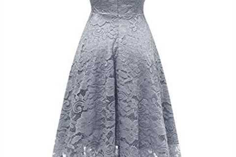 Meetjen Women’s Vintage Floral Lace Dress Handkerchief Hem Asymmetrical Cocktail Formal Swing Dress