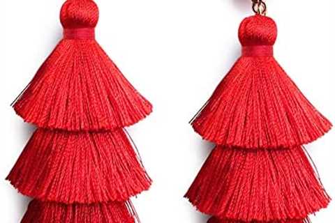 Me&Hz Colorful Layered Tassel Earrings Bohemian Tiered Tassel Druzy Stud Dangle Drop Earrings for..