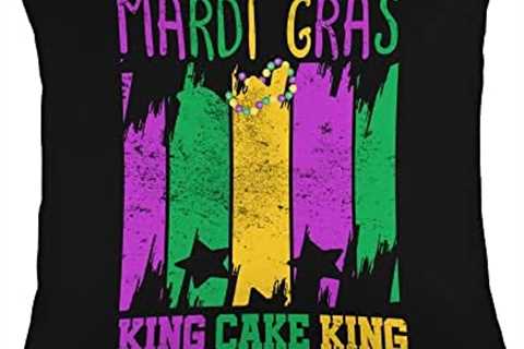 Mardi Gras Mask & Bead Costume For Men Funny Mardi Gras & King Cake Design for Men Throw Pillow,..