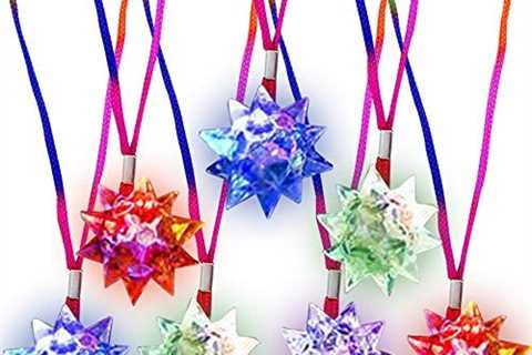 ArtCreativity Flashing Crystal Star Necklaces for Kids, Set of 12, Cute Toy Jewelry for Girls with..