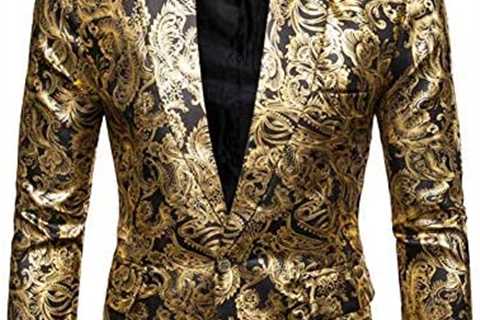 Mens Floral Blazer 1 Button Paisley Party Dinner Wedding Dress Suit Jacket