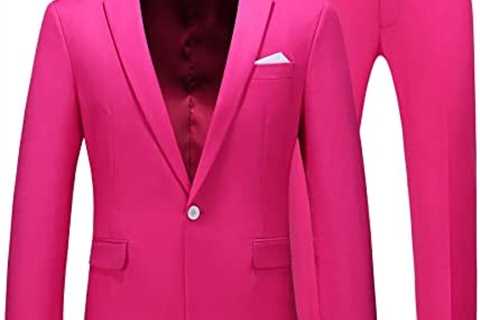 MOGU Mens Slim Fit 2 Piece Suit One Button Notch Lapel Tuxedo for Prom (Suit Jacket + Pants)