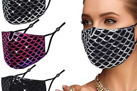 UOUDIO Rhinestone Crystal Face Mask， Masquerade Fashion Bling Mask for Women，Reusable