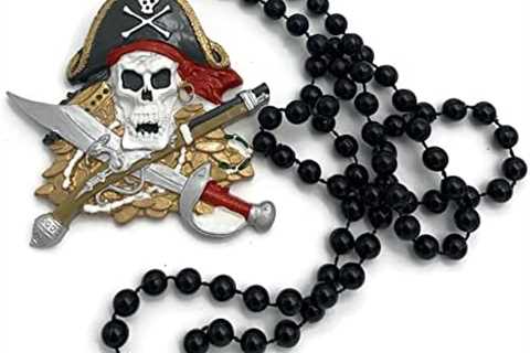 Gasparilla Pirate Skull Crossed Sword & Musket Mardi Gras Bead Necklace Cajun Carnival Festival..