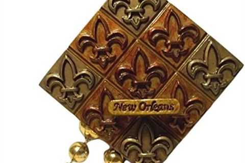 Fleur de Lis Bronze Tiles Mardi Gras Bead Necklace New Orleans Party Favor