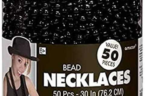 Amscan Metallic Oval Bead Party Necklaces, 50 Ct, 30″, Black