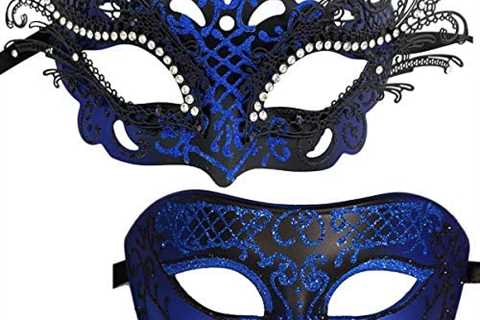 XVEVINA Couple Masquerade Metal Masks Venetian Halloween Costume Mask Mardi Gras Mask