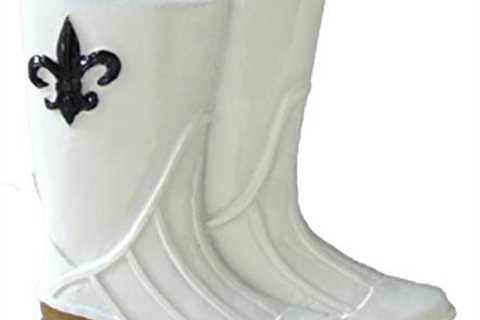 White Shrimp Boots with Fleur de Lis Bead Necklace New Orleans Beads