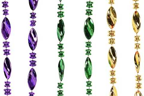 Beistle 12-Pack Mardi Gras Swirl Beads, 33-Inch, gold/green/purple (50571)