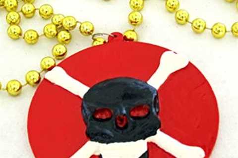 Griffin Trader Gasparilla Blood Red Pirate Skull Mardi Gras Bead Necklace Spring Break Cajun..