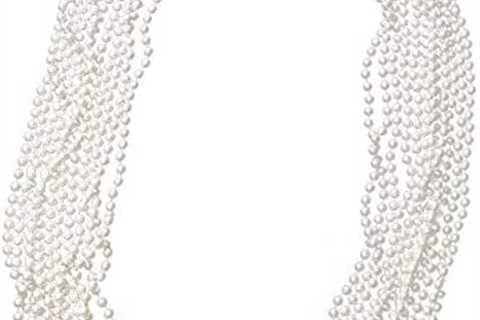 Skeleteen Faux White Pearl Necklaces – Pearl Beaded Necklace Party Favors – 12Pk