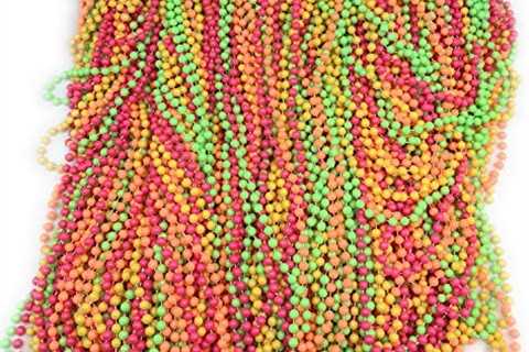 144 Pieces 33 inch 07mm Fluorescent Beads Color Mardi Gras Beads Beaded Necklace Ideal for New..