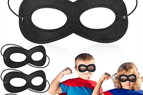 4 Pcs Hero Masks for Kids Adult, Black Felt Eye Hero Mask Halloween Costume Riddler Robber Hero..