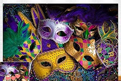 Mardi Gras Beads Photography Backdrop for Mask Prom Dance Decorations Gold Green Purple for..