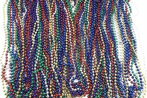 Mardi Gras Beads 33 inch 07mm Metallic Multi Colors beaded necklace, 6DZ(72 necklaces)