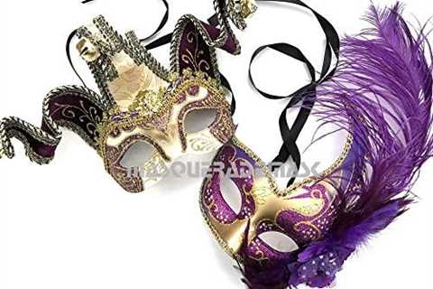 MASQSTUDIO Couples Masquerade Mask Jolly Jester Cosplay Mardi Gras Prom Dance Birthday Party Wear..