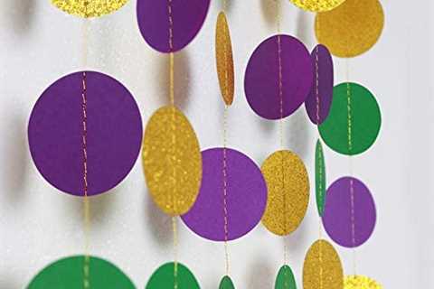 Gold Purple Green Circle Dots Garland Kit Mardi Gras Decoration Paper Bead Polk Dot Streamers Fat..