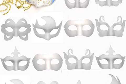 Timtop 14 PCS White Masquerade Masks DIY Paper Masks Half Face Mardi Gras Mask Halloween Party Mask